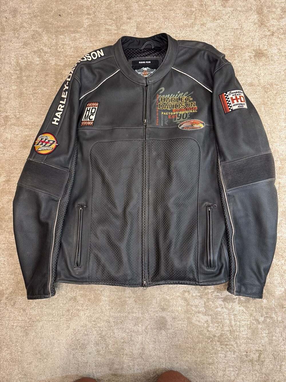 Harley-Davidson Men's Genuine Leather Perforated Riding Jacket